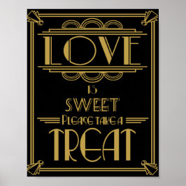 Art Deco Kärlek är sött Poster