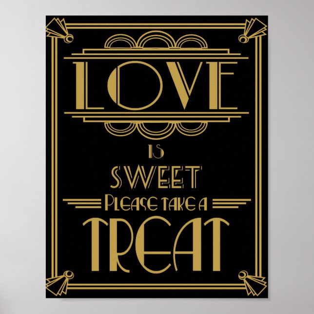 Art Deco Kärlek är sött Poster (Framsidan)