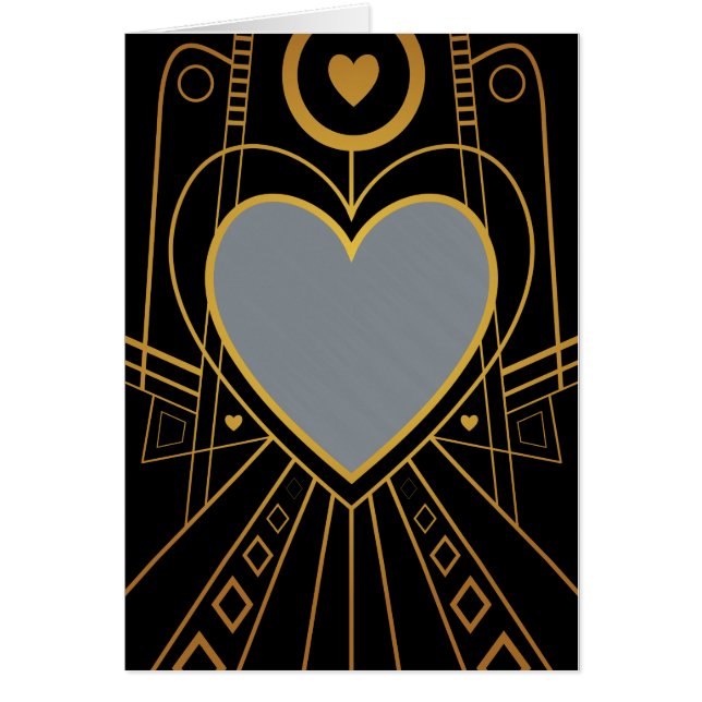 Art Deco Kärlek Heart Gräns Hälsningskort (Framsidan)