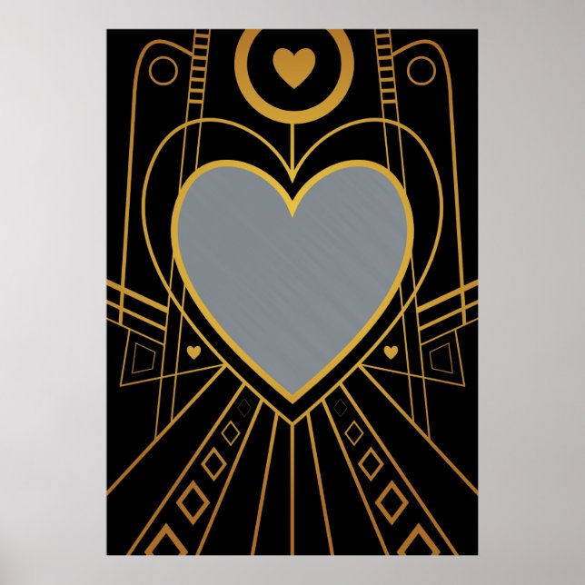 Art Deco Kärlek Heart Gräns Poster (Framsidan)
