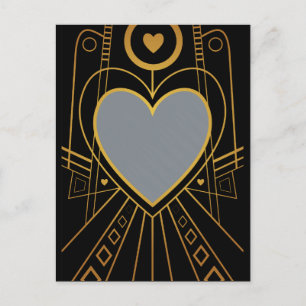 Art Deco Kärlek Heart Gräns Vykort