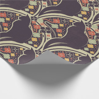 Art Deco Katt Blommönster Inpackningspapper Presentpapper