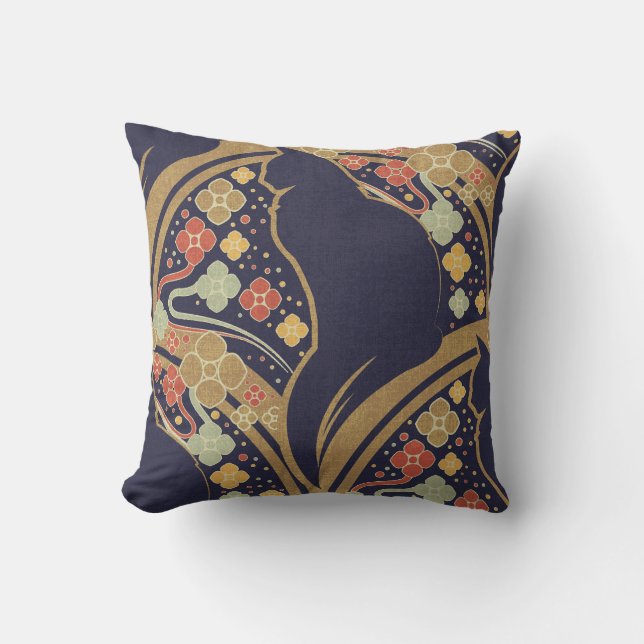 Art Deco Katt Blommönster Kuddar (Framsida)