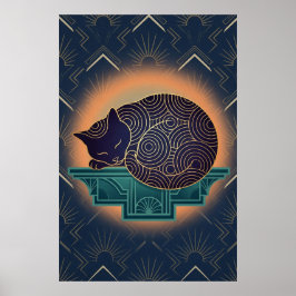 Art Deco Katt Fisk Trofé Väggkonst