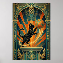 Art Deco Katt Fisk Trophy Väggkonst