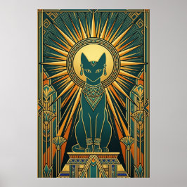 Art Deco Katt Klättrande Svart Katt Väggkonst