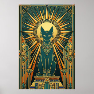 Art Deco Katt Klättrande Svart Katt Väggkonst