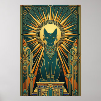 Art Deco Katt Klättrande Svart Katt Väggkonst