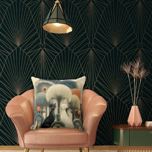 Art Deco Katter i Träd Kudde