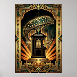 Art Deco Klappbräda Cyborg Silhuett Konst Poster