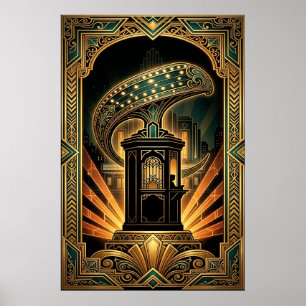 Art Deco Klappbräda Cyborg Silhuett Konst Poster