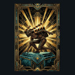 Art Deco Klappbräda Cyborg Silhuett Konst Poster<br><div class="desc">En dynamisk,  futuristisk silhuett av en figur med klappbräda-funktioner i en startblocksposition. Kombinerar vintage biografverktyg med höghastighets geometrisk Art Deco-design.</div>