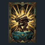 Art Deco Klappbräda Cyborg Silhuett Konst Poster<br><div class="desc">En dynamisk, futuristisk silhuett av en figur med klappbräda-funktioner i en startblocksposition. Kombinerar vintage biografverktyg med höghastighets geometrisk Art Deco-design.</div>