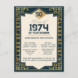 Art Deco Klass 1974 50 Års Gymnasieåterträff Vykort