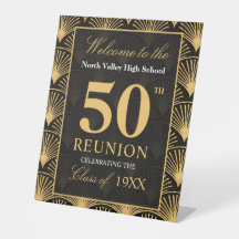 Art Deco Klass 1976 50-årsjubileum Piedestal skylt