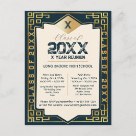 Art Deco "Klass av" tomgångsåterförening i Student Vykort