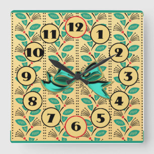 Art Deco-klättringsjordgubbsviner Fyrkantig Klocka