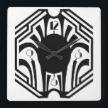 Art Deco-klocka Fyrkantig Klocka<br><div class="desc">coola Art Deco stil klocka ansikte i elegant svart</div>