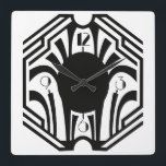 Art Deco-klocka Fyrkantig Klocka<br><div class="desc">coola Art Deco stil klocka ansikte i elegant svart</div>