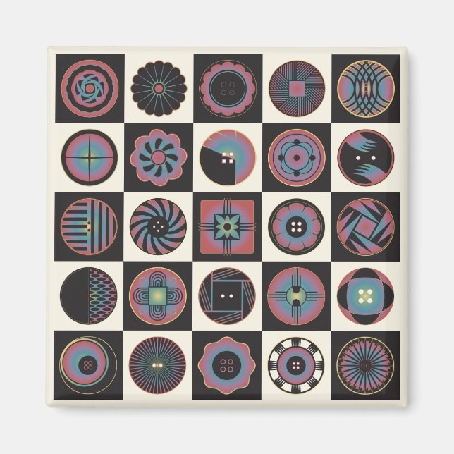 Art Deco-knappar, magnet (Framsidan)