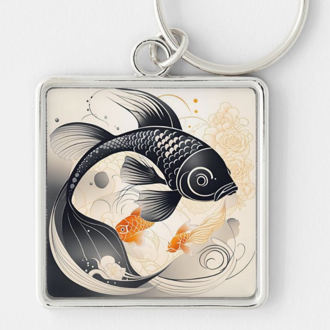 Art Deco Koi Nyckelring (Framsidan)