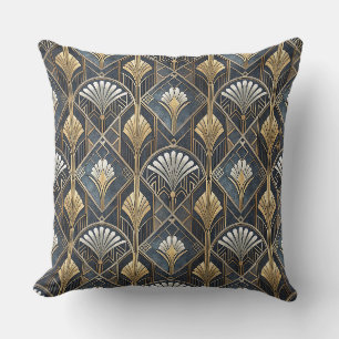Art Deco-kol svart & guld geometriskt mönster Kudde