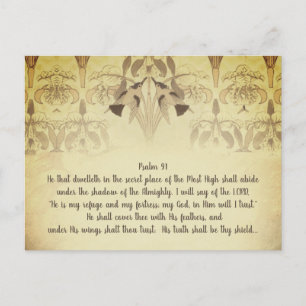 Art Deco Kolibri Han är min tillflykt Psalm 91 Vykort