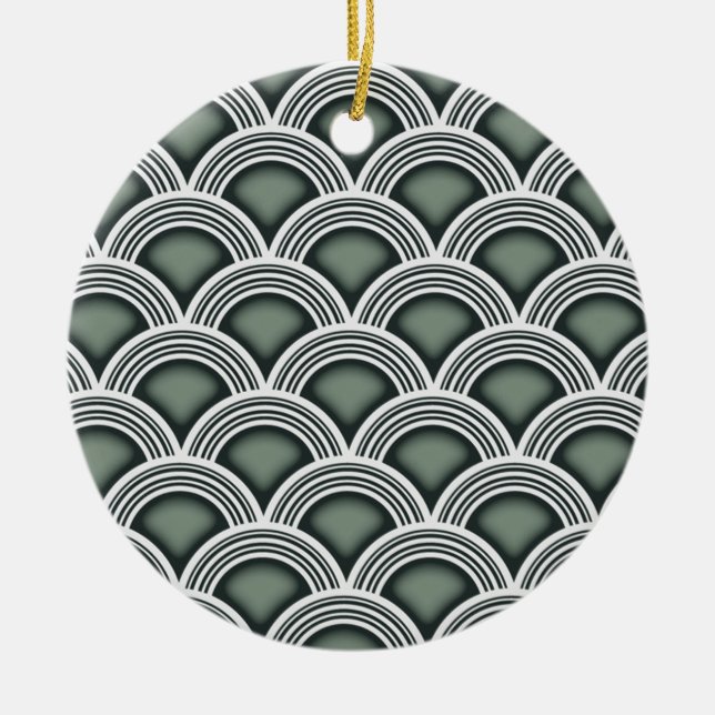 Art Deco Koncentriska Cirklar Julgransprydnad Keramik (Framsidan)