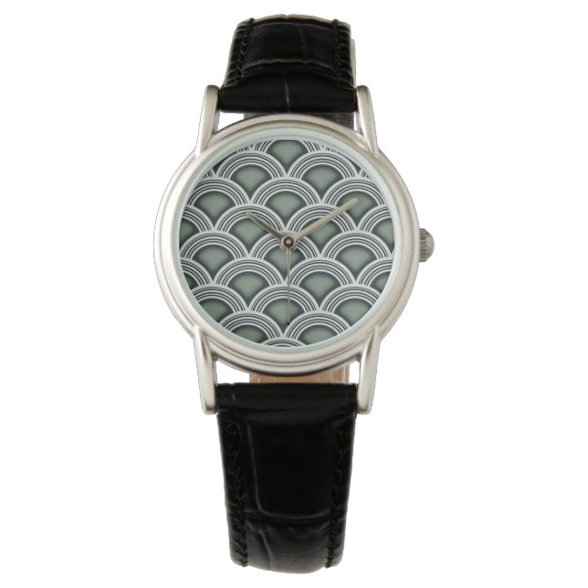 Art Deco Koncentriska Cirklar Ur Armbandsur (Framsida)