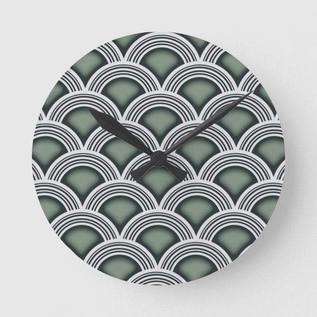 Art Deco Koncentriska Cirklar Ur Rund Klocka (Framsida)