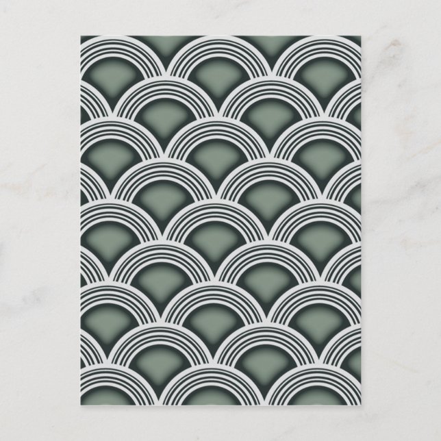 Art Deco Koncentriska Cirklar Vykort (Framsida)