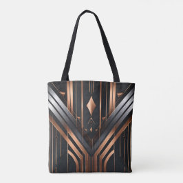 Art Deco Koppar & Silver Geometrisk Design Tygkasse