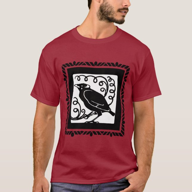 Art Deco-Kråka eller Raven T Shirt (Framsida)