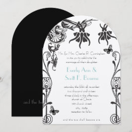 Art Deco Kristna Blomma Bröllopsinbjudan Inbjudningar