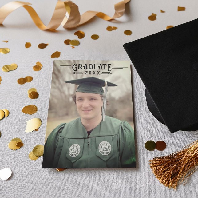 Art Deco-krita examensannonsering Inbjudningar (Graduation Photo Announcement with art deco theme)