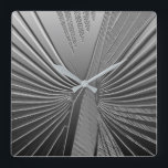 Art Deco-krom handflatan löv Fyrkantig Klocka<br><div class="desc">Art Deco-temat mönster baserat på ett stiliserat handflatan löv,  som har en 3-d-effekt i silver-krom färg</div>