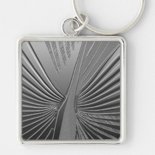 Art Deco-krom handflatan löv Fyrkantig Silverfärgad Nyckelring