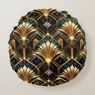 Art deco kudde guld smaragd svart geometrisk lyx
