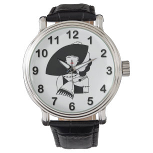 Art Deco Kvinna i stor hatt Handskar RL Armbandsur