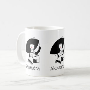 Art Deco Kvinna i stor hatt Handskar RL Kaffemugg