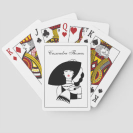 Art Deco Kvinna i stor hatt Handskor RL Spel Kort