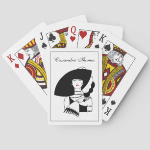 Art Deco Kvinna i stor hatt Handskor RL Spel Kort