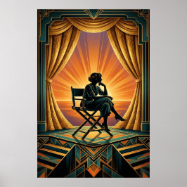 Art Deco Kvinna Regissör Vintage Bio Art Poster