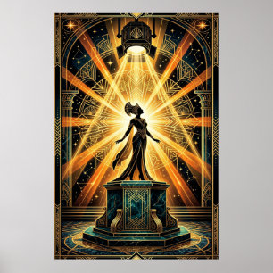 Art Deco Kvinna Regissör Vintage Bio Art Poster