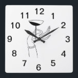 Art Deco kvinna som håller champagneglas Fyrkantig Klocka<br><div class="desc">Vintage Art Deco Damband som håller champagneglas -  Vintage-reklamkonst ========</div>