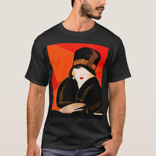 Art deco-kvinnans porträtt t shirt (Framsida)