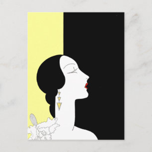 Art Deco-kvinnor i profil Vykort