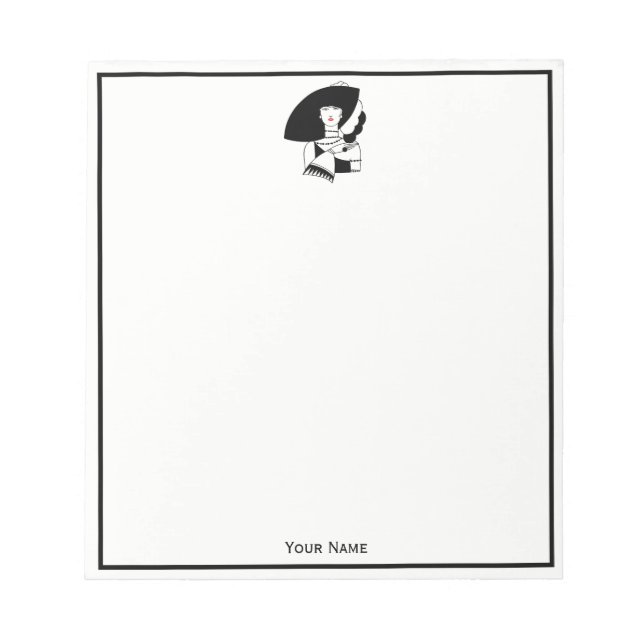 Art Deco-kvinnor i stora hatthandskar RL Anteckningsblock (Framsida)