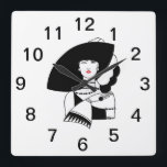 Art Deco-kvinnor i stora hatthandskar RL Fyrkantig Klocka<br><div class="desc">Vintage Art Deco Fashionable Woman Wearing a Big Hat & Glove Anpassade Invitations and assets with a stilized vintage art deco image of a mode 1920s - 1930s women with a big hat and handves. Du kan enkelt anpassa de här produkterna genom att lägga till fält, ta bort befintlig fält,...</div>