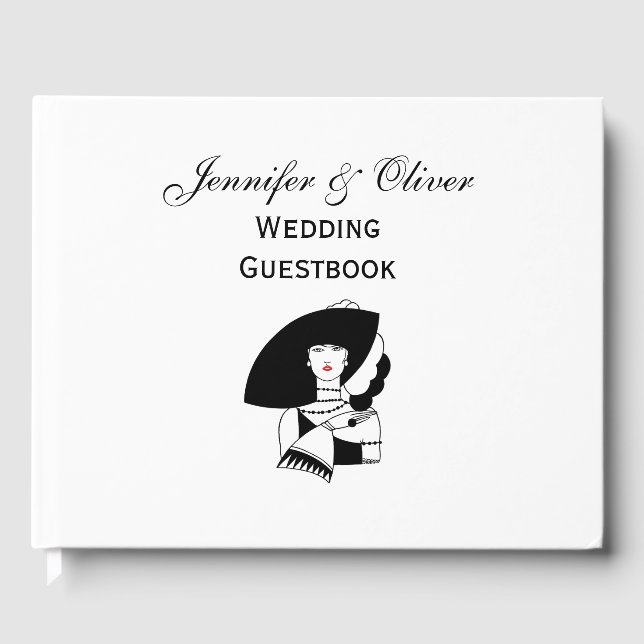 Art Deco-kvinnor i stora hatthandskar RL Gästböcker (Framsida)